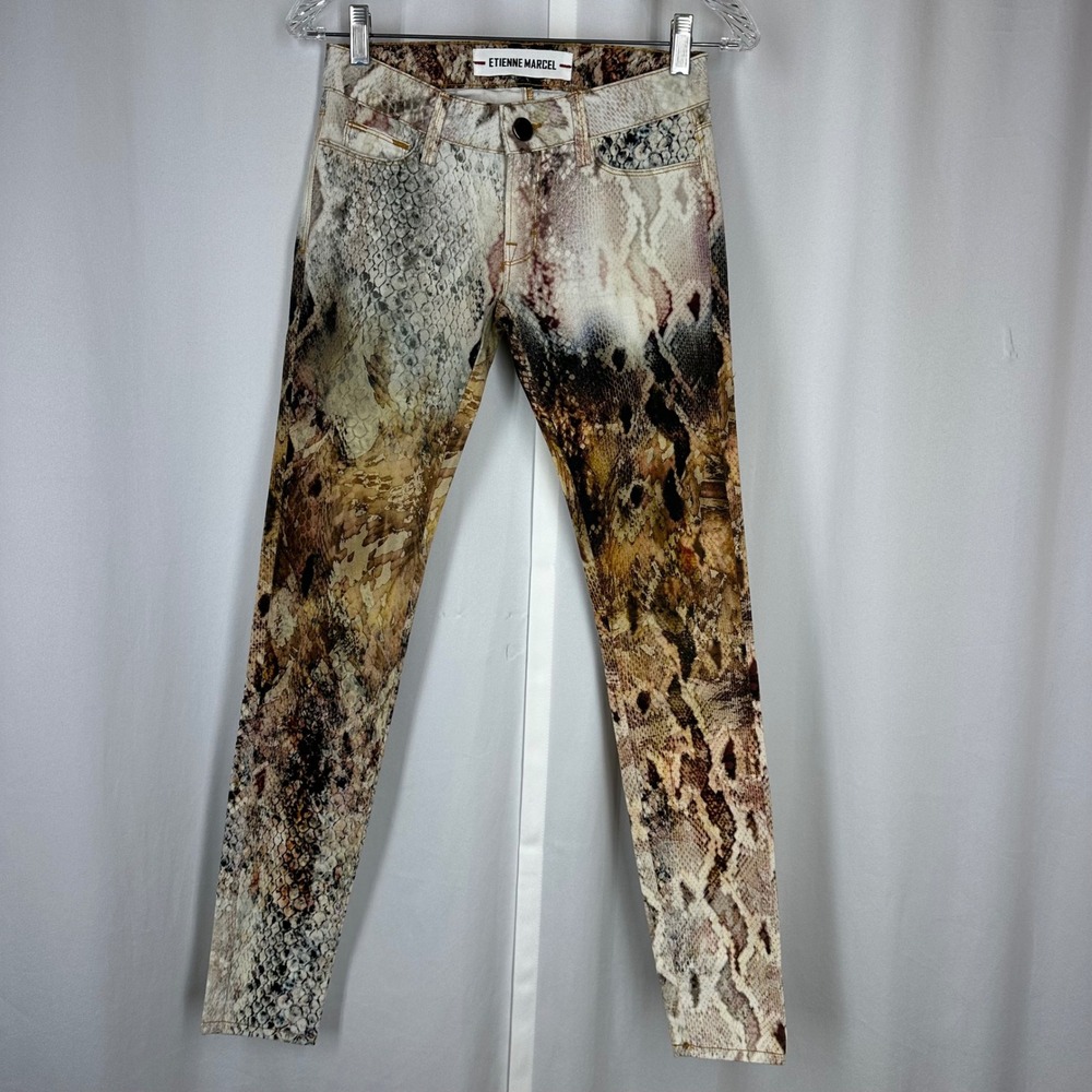 Etienne Marcel Size 24 Snake Print Skinny Jeans Animal Print Low Rise Stretch